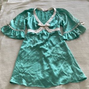 Betsey Johnson mint silk dress vintage size 0
